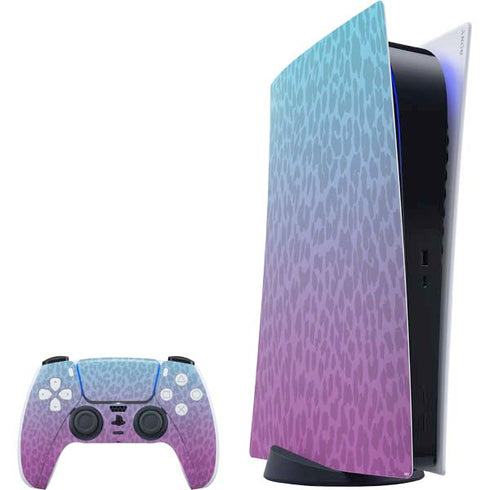 Cheetah Print Purple and Blue PlayStation PS5 Skins