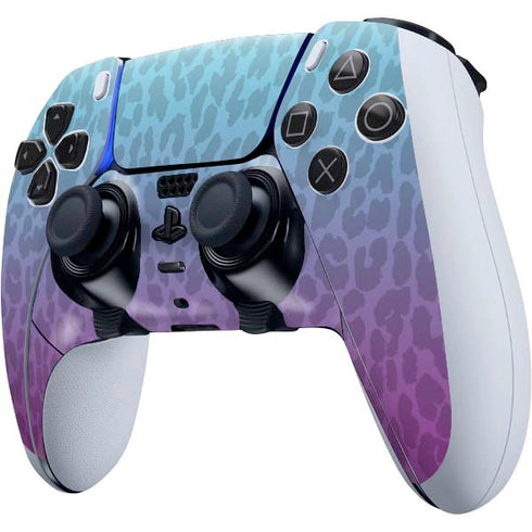 Cheetah Print Purple and Blue PS5 DualSense Edge Pro Controller Skin
