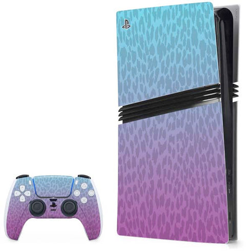 Cheetah Print Purple and Blue PlayStation PS5 Skins