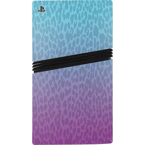 Cheetah Print Purple and Blue PS5 Pro Disk Console Skin