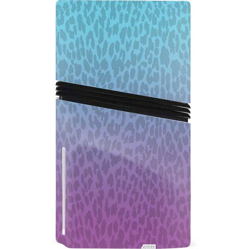 Cheetah Print Purple and Blue PS5 Pro Disk Console Skin
