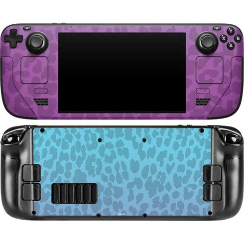 Cheetah Print Purple and Blue Steam Deck Handheld Gaming Computer OLED Skin