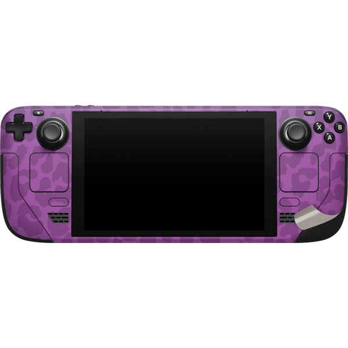 Cheetah Print Purple and Blue Steam Deck Handheld Gaming Computer Skin
