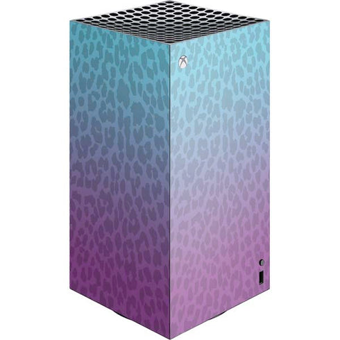 Cheetah Print Purple and Blue XBox Series X Digital Edition Console Skin