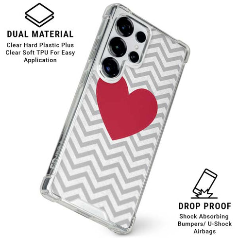 Chevron Heart Galaxy S25 Ultra Clear Case