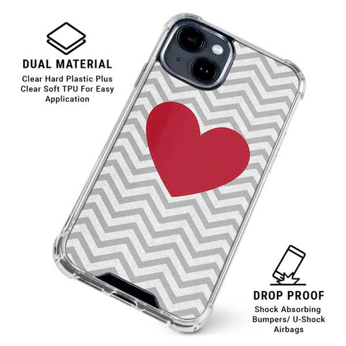 Chevron Heart iPhone 15 Clear Case
