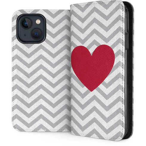 Chevron Heart iPhone 15 Plus Folio Case