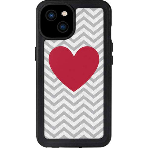 Chevron Heart iPhone 15 Plus Waterproof Case
