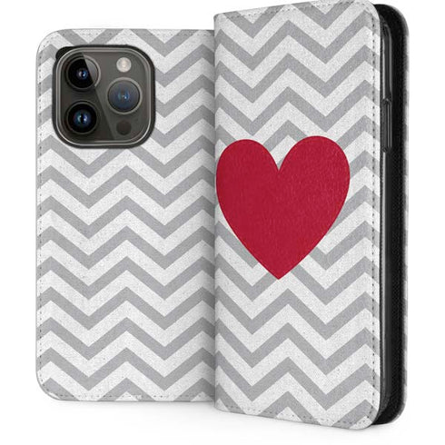 Chevron Heart iPhone 15 Pro Folio Case
