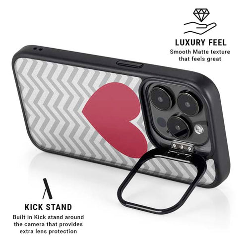 Chevron Heart iPhone 15 Pro Kickstand Case
