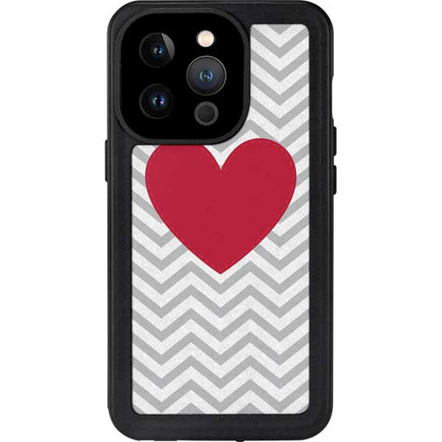 Chevron Heart iPhone 15 Pro Waterproof Case