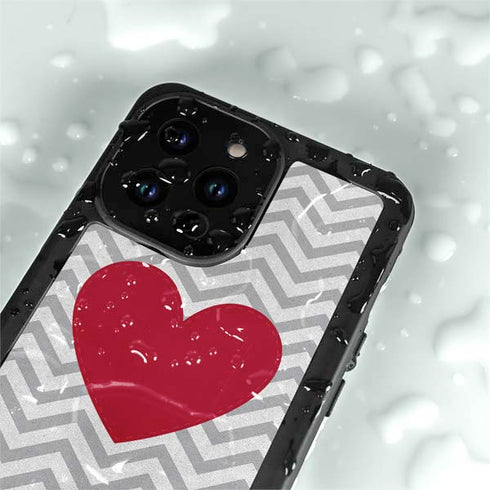 Chevron Heart iPhone 15 Pro Waterproof Case