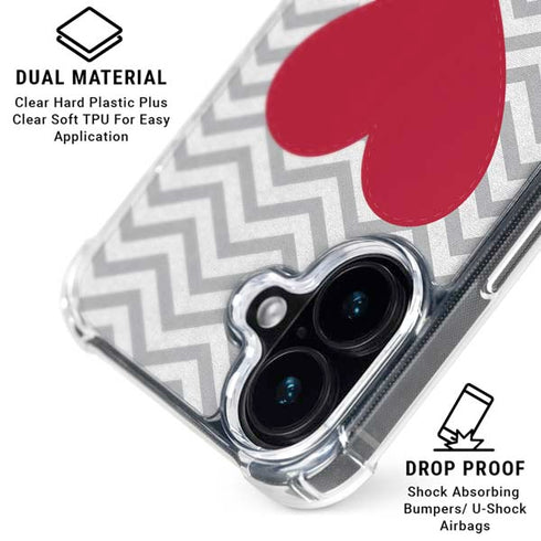 Chevron Heart iPhone 16 Plus Clear Case