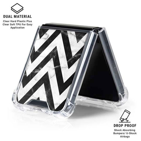 Chevron Marble Galaxy Z Flip6 Clear Case