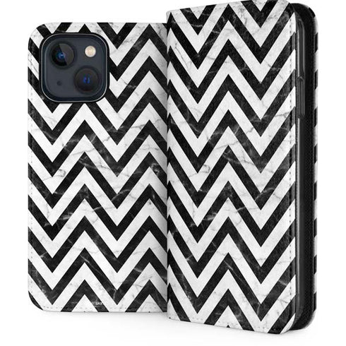 Chevron Marble iPhone 15 Plus Folio Case