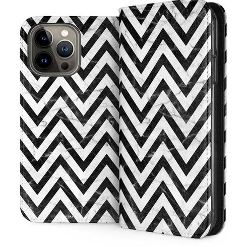 Chevron Marble iPhone 15 Pro Max Folio Case