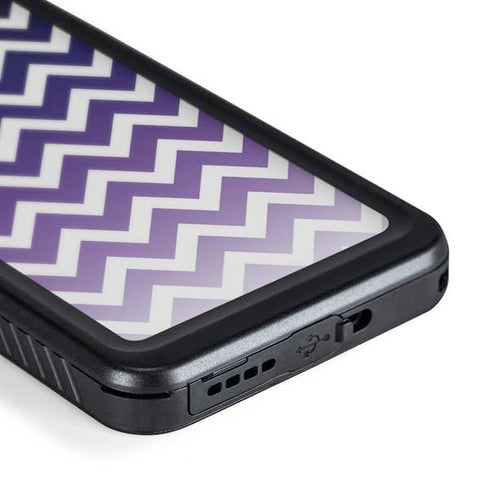 Chevron Purple Ombre Galaxy S24 Plus Waterproof Case