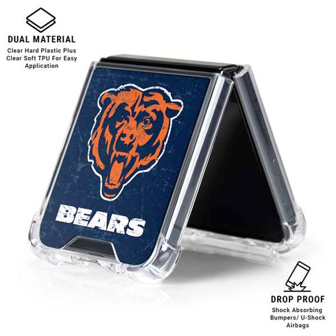 NFL Chicago Bears - Alternate Distressed Galaxy Z Flip6 Clear Case