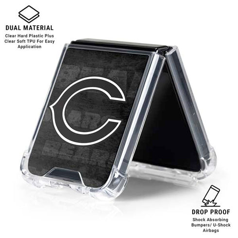 NFL Chicago Bears Black & White Galaxy Z Flip6 Clear Case