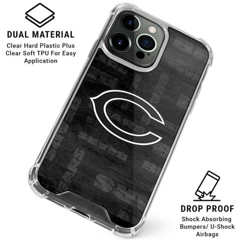 NFL Chicago Bears Black & White iPhone 16 Pro Max Clear Case