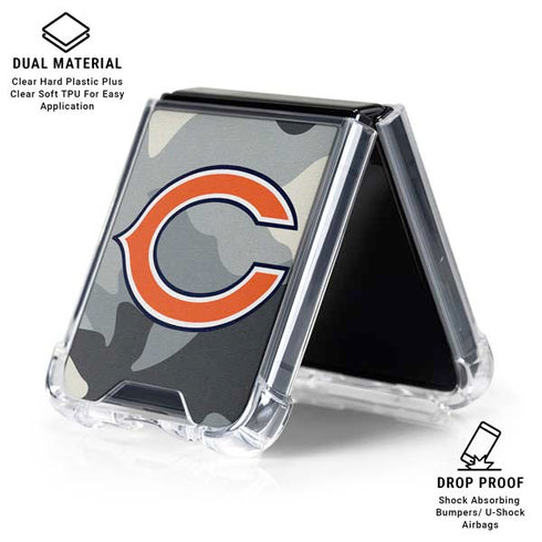 NFL Chicago Bears Camo Galaxy Z Flip6 Clear Case
