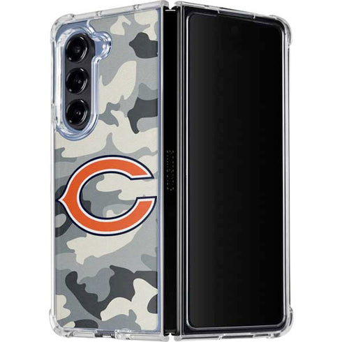 NFL Chicago Bears Camo Galaxy Z Fold5 5G Clear Case