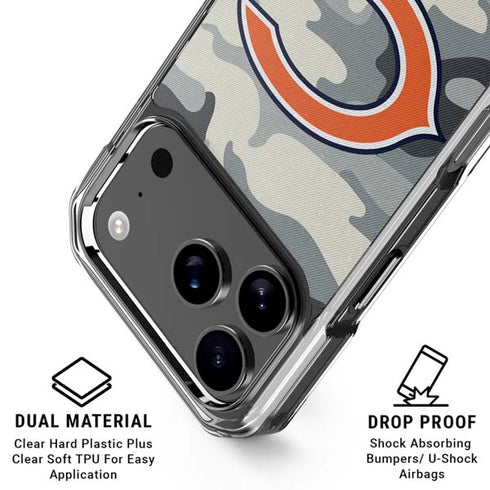 NFL Chicago Bears Camo iPhone 18 Pro Clear Case