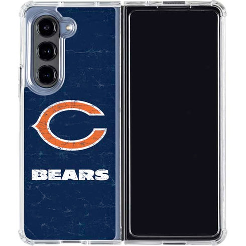 NFL Chicago Bears Distressed Galaxy Z Fold5 5G Clear Case