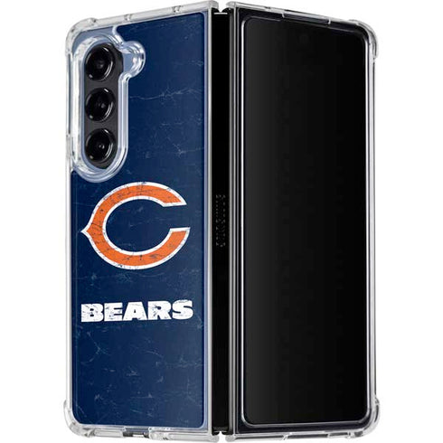 NFL Chicago Bears Distressed Galaxy Z Fold5 5G Clear Case