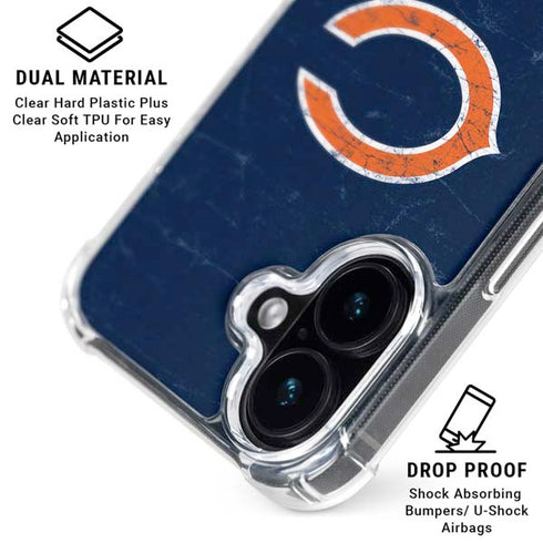 NFL Chicago Bears Distressed iPhone 16 Clear Case