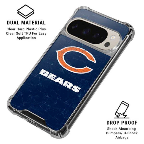 NFL Chicago Bears Distressed Pixel 9/9 Pro Clear Case