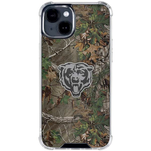 NFL Chicago Bears Realtree Xtra Green Camo iPhone 15 Clear Case