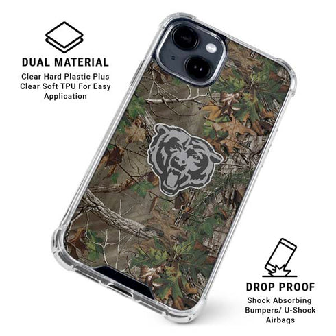 NFL Chicago Bears Realtree Xtra Green Camo iPhone 15 Clear Case