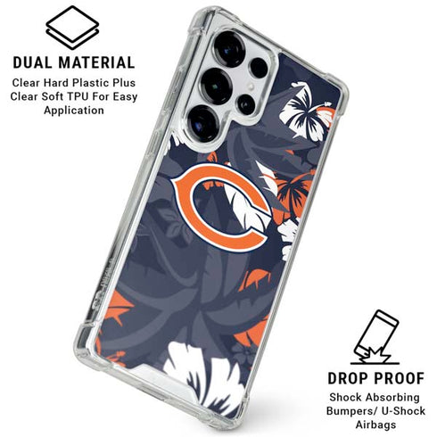 NFL Chicago Bears Tropical Print Galaxy S25 Ultra Clear Case