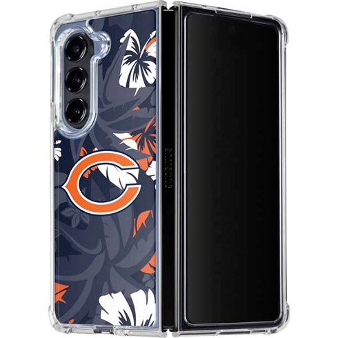 NFL Chicago Bears Tropical Print Galaxy Z Fold5 5G Clear Case