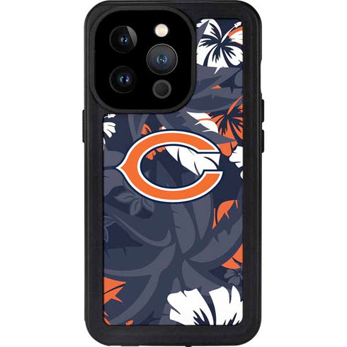 NFL Chicago Bears Tropical Print iPhone 15 Pro Waterproof Case