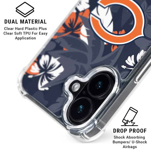 NFL Chicago Bears Tropical Print iPhone 16 Plus Clear Case