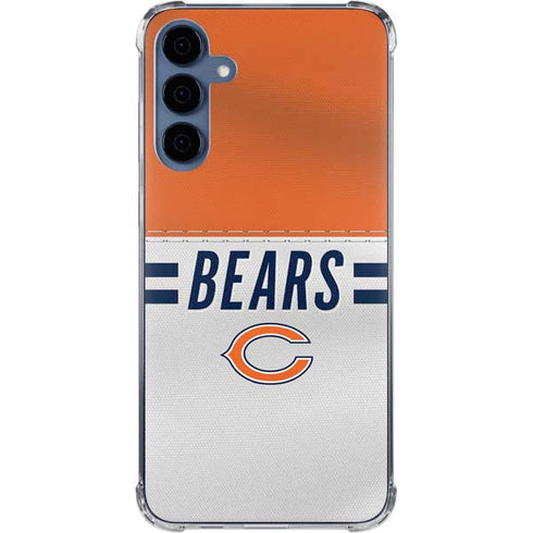 NFL Chicago Bears White Striped Galaxy A55 5G Clear Case