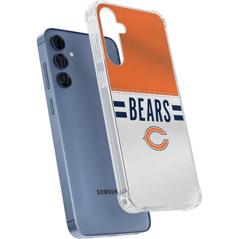 NFL Chicago Bears White Striped Galaxy A55 5G Clear Case