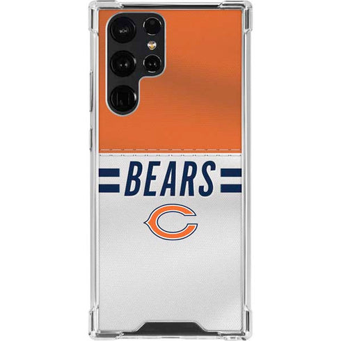 NFL Chicago Bears White Striped Galaxy S23 Ultra Clear Case