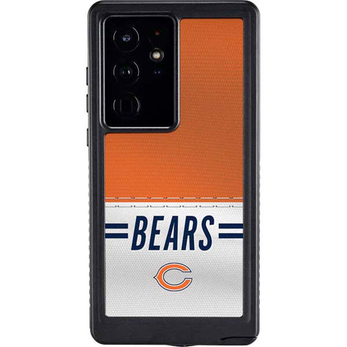 NFL Chicago Bears White Striped Galaxy S24 Ultra Waterproof Case