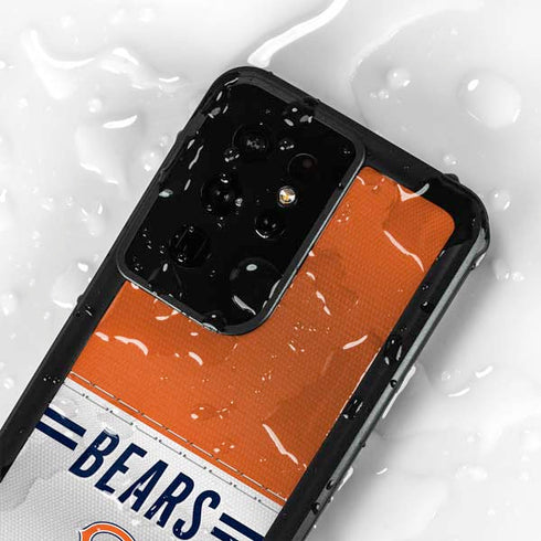 NFL Chicago Bears White Striped Galaxy S24 Ultra Waterproof Case
