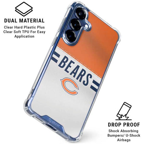 NFL Chicago Bears White Striped Galaxy S25 Clear Case