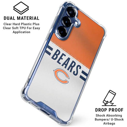 NFL Chicago Bears White Striped Galaxy S25 Plus Clear Case