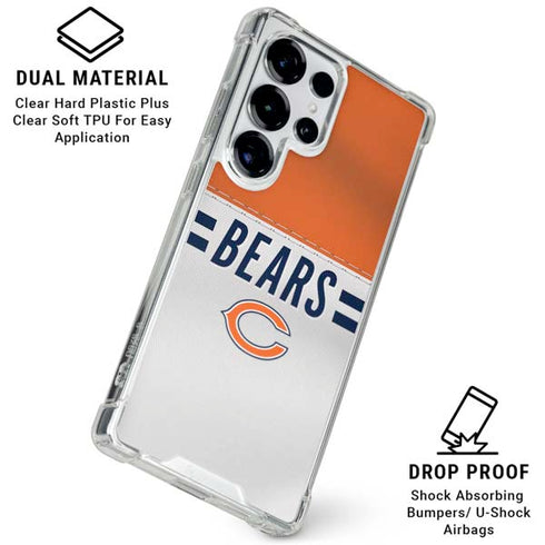 NFL Chicago Bears White Striped Galaxy S25 Ultra Clear Case