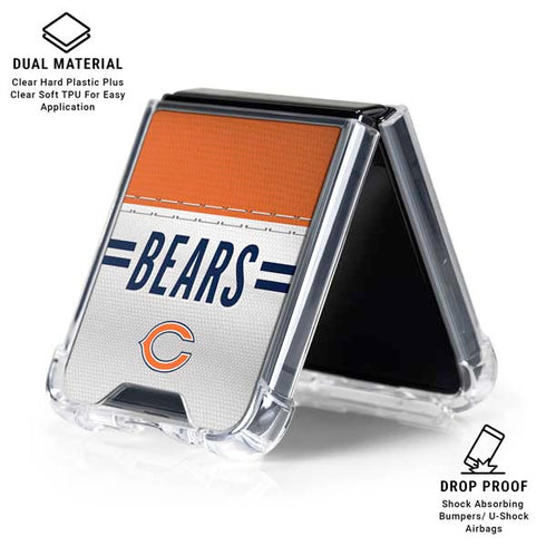 NFL Chicago Bears White Striped Galaxy Z Flip6 Clear Case