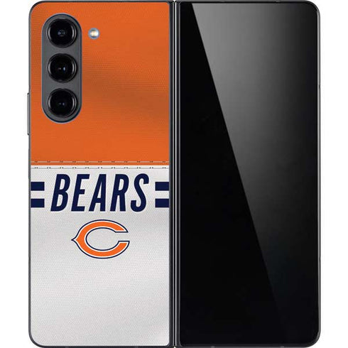 NFL Chicago Bears White Striped Galaxy Z Fold5 5G Skin
