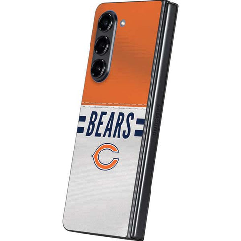 NFL Chicago Bears White Striped Galaxy Z Fold5 5G Skin