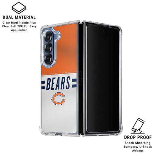 NFL Chicago Bears White Striped Galaxy Z Fold6 Clear Case