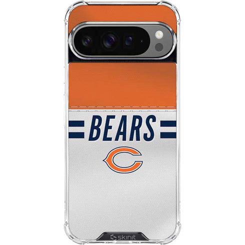 NFL Chicago Bears White Striped Google Pixel 10 Pro XL Clear Case